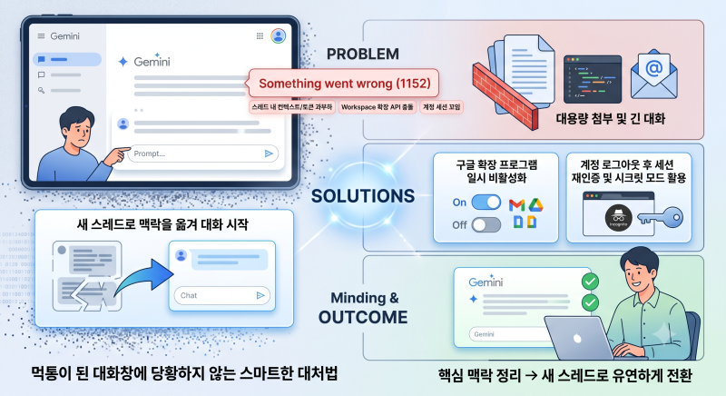 대화가 갑자기 먹통될 때, 제미나이 '오류 1152' 발생 원인과 확실한 해결법
