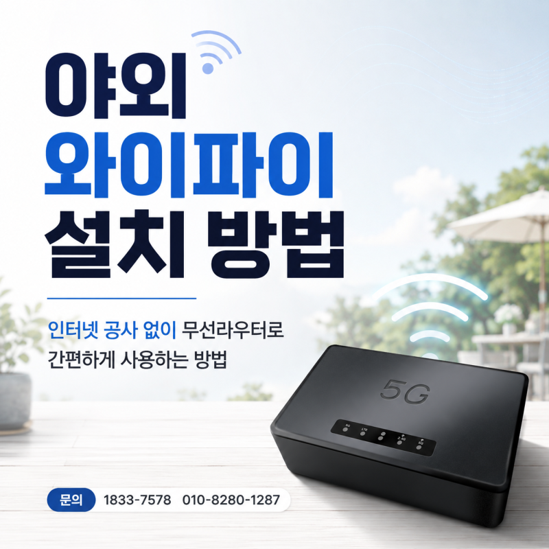 야외 와이파이 설치 방법, 인터넷 공사 없이 무선라우터로 간편하게 사용하는 방법