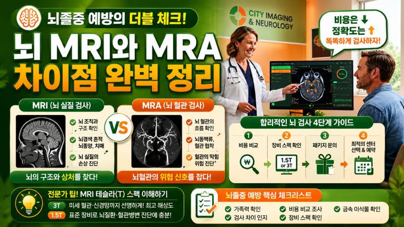 40대 이상 뇌졸중 예방을 위한 뇌 검사: MRI와 MRA의 차이점 및 촬영 대상 분석