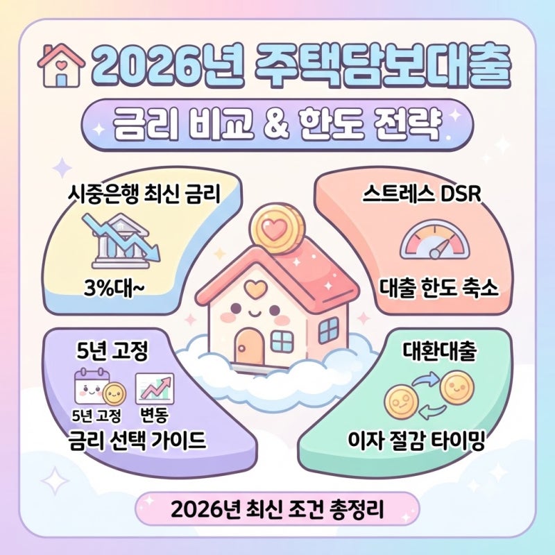 주택담보대출 금리 비교 2026년 최신 조건 및 금리 인하 타이밍 분석