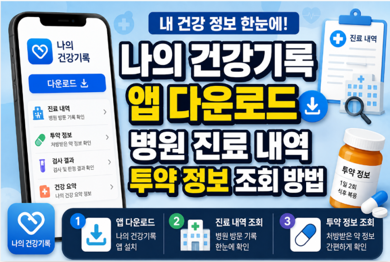 나의 건강기록 앱 다운로드 및 병원 진료 내역 투약 정보 조회 방법