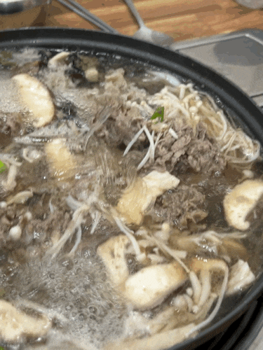 아이랑 가기 좋은 하동 맛집, 옥종명가 불고기버섯전골