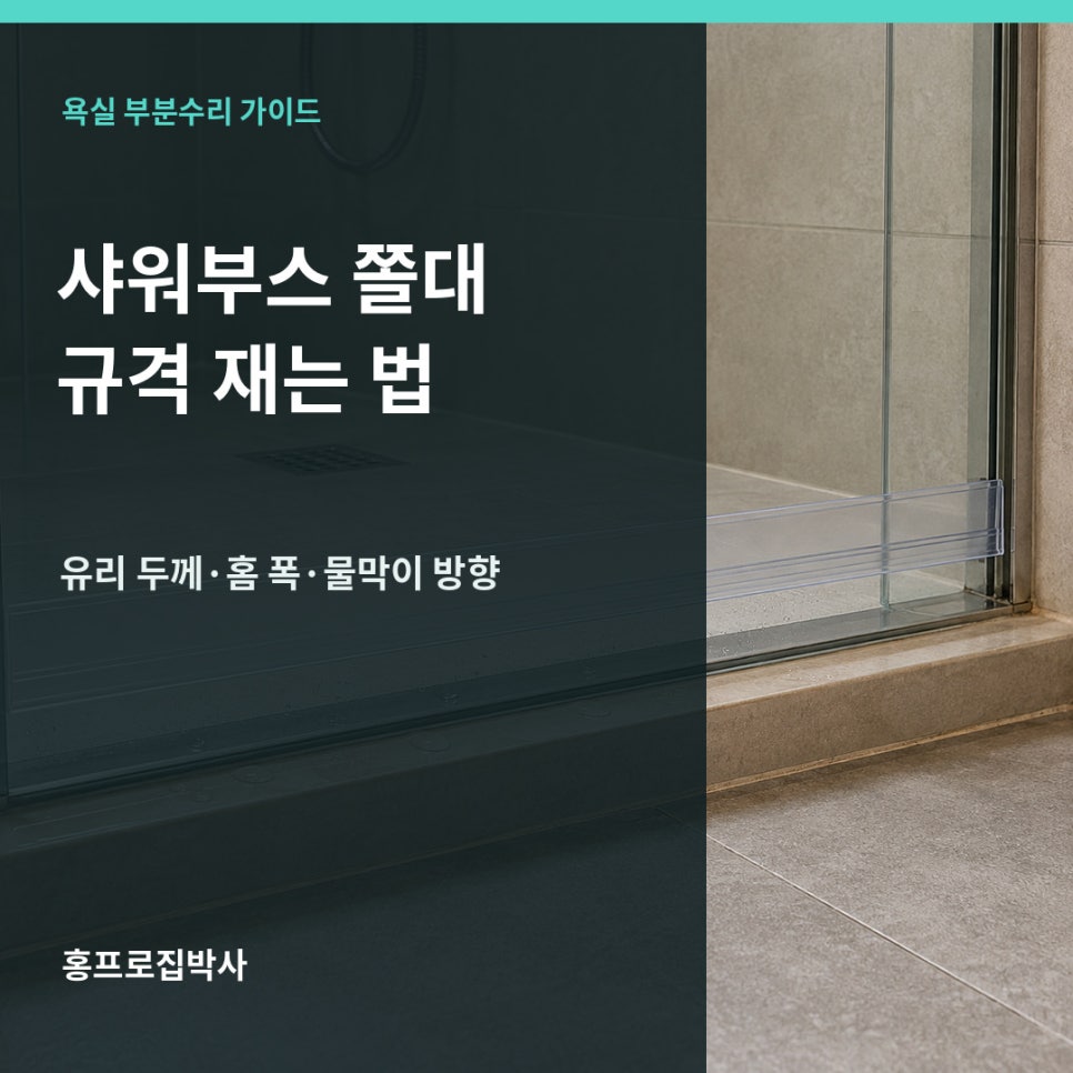 샤워부스 쫄대 교체 전 규격 재는 법, 유리 두께·홈 폭·물막이 방향