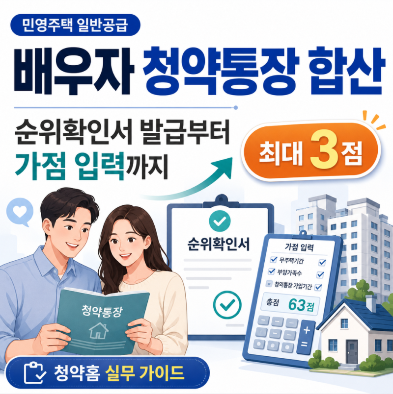 청약홈 배우자 청약통장 합산 방법｜순위확인서 발급부터 가점 입력까지