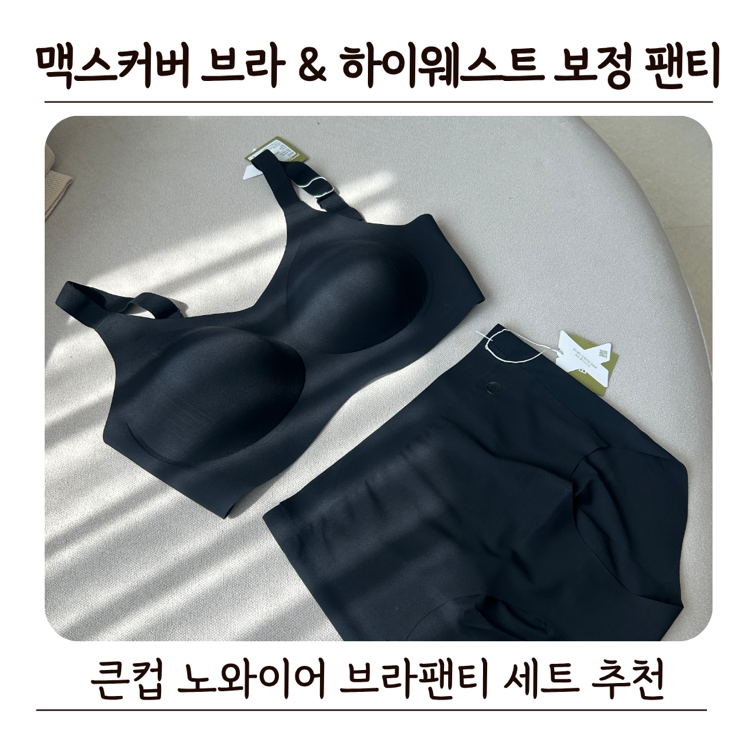 큰컵 노와이어 브라팬티 세트 추천 ! 마인드웨어 BGD 맥스커버 브라 & 하이웨스트 보정 팬티 ....