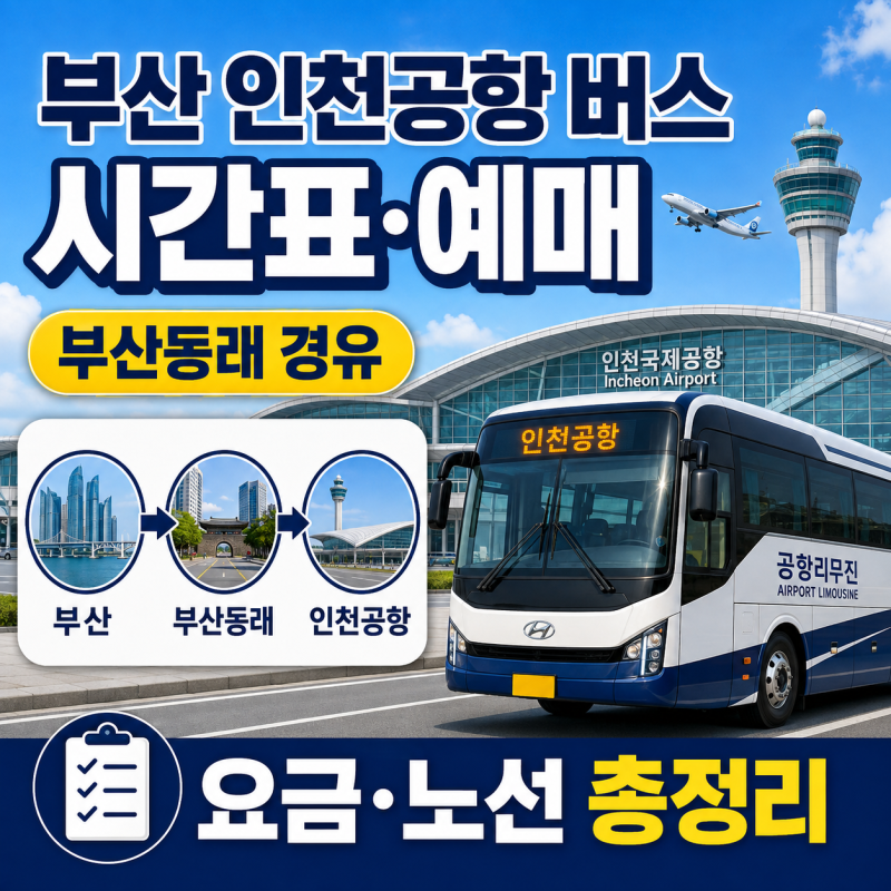 부산 인천공항 버스 시간표·예매 (부산동래 경유)｜공항버스 리무진 노선·승차장 총정리