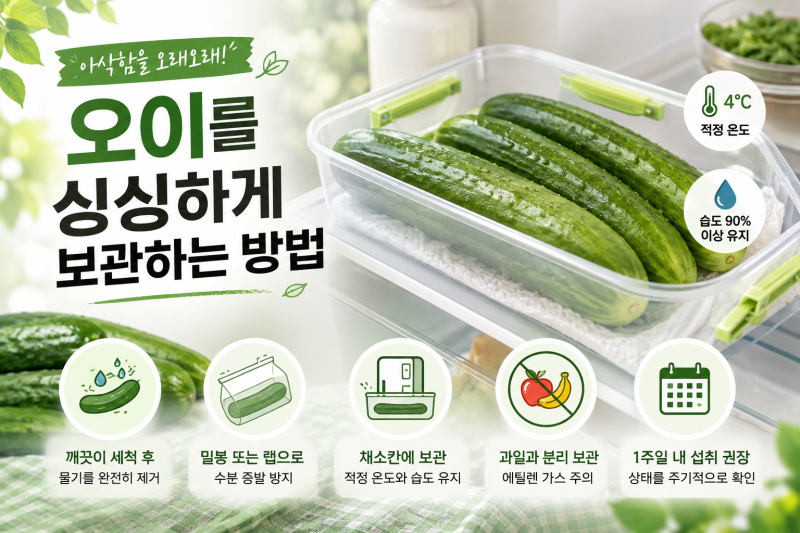 오이를 오래 싱싱하게 보관하는 방법