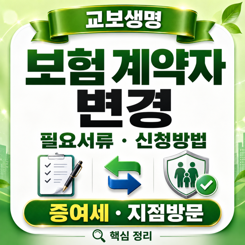 교보생명 보험 계약자 변경 필요서류 신청방법 증여세 지점방문