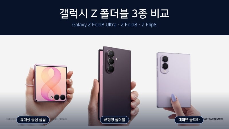 갤럭시 Z Fold8 Ultra·Fold8·Flip8 비교｜가격·스펙·크기 차이 총정리