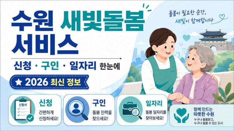 수원새빛돌봄 신청 방법과 돌봄 일자리 찾는 법
