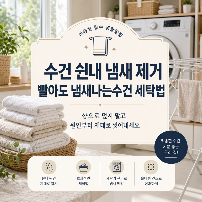 수건 쉰내 냄새 제거, 빨아도 냄새나는수건 세탁법