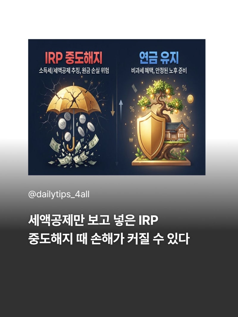 퇴직연금 IRP 중도해지 세금 총정리｜16.5% 세금·중도인출 사유·세액공제 한도