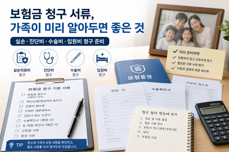 보험금 청구 서류, 가족이 미리 알아두면 좋은 것｜실손·진단비·수술비·입원비 청구 준비