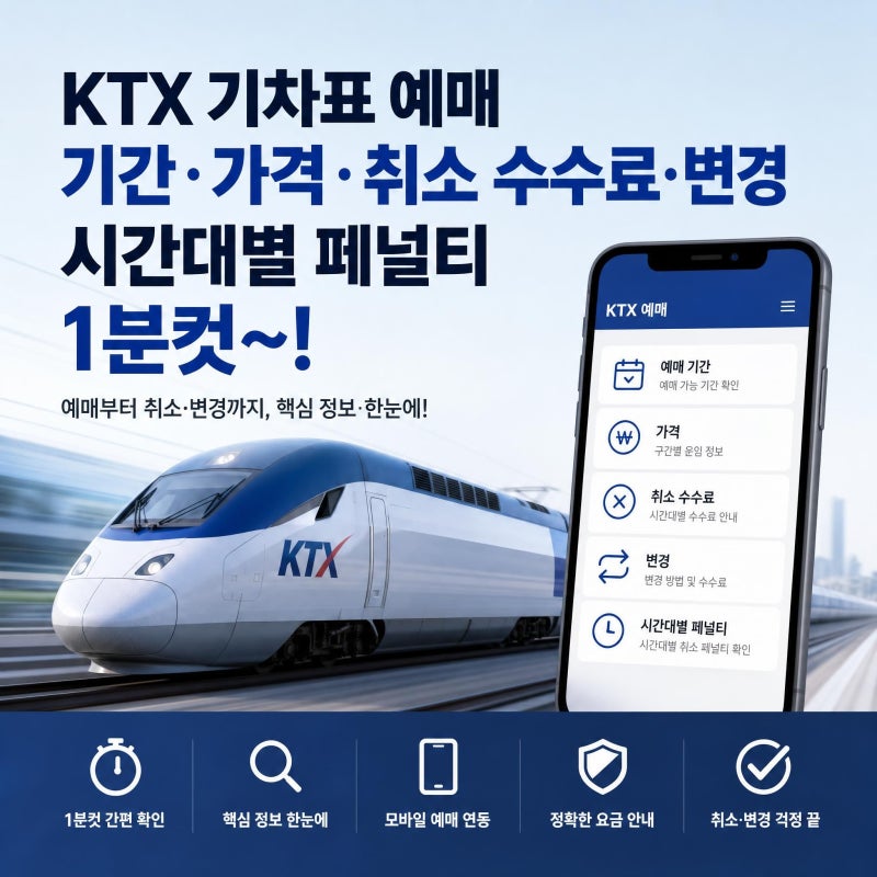 KTX 기차표 예매 기간 가격 취소 수수료 변경 | 시간대별 페널티-1분컷~!