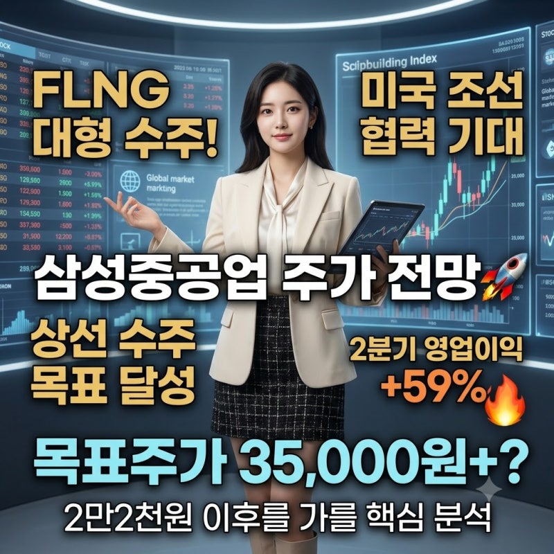 삼성중공업 주가 분석, 왜 올랐나…2만2천원 이후를 가를 FLNG·미국 조선 수주·주가변동 대응....