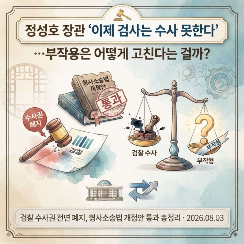 정성호 장관 이제 검사는 수사 못한다, 검사 보완수사권 폐지 부작용은 어떻게 고친다는 걸....