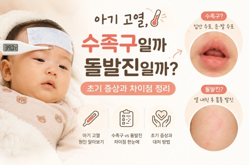 아기 고열 • 수족구 초기 증상? • 대처법 • 돌발진