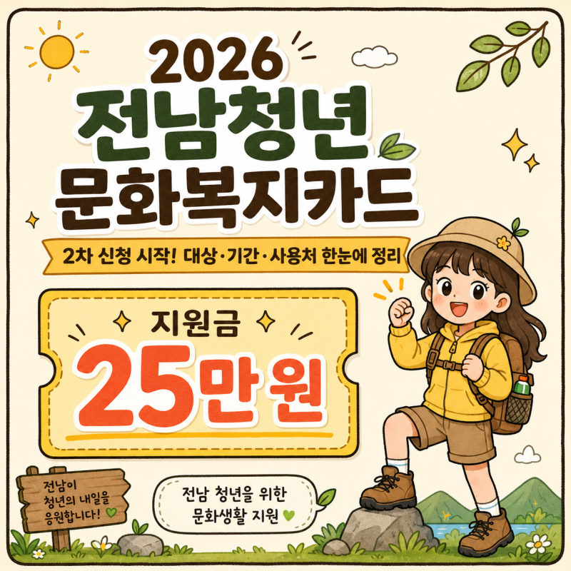 2026 전남청년 문화복지카드 2차 신청, 대상·기간·사용처 정리