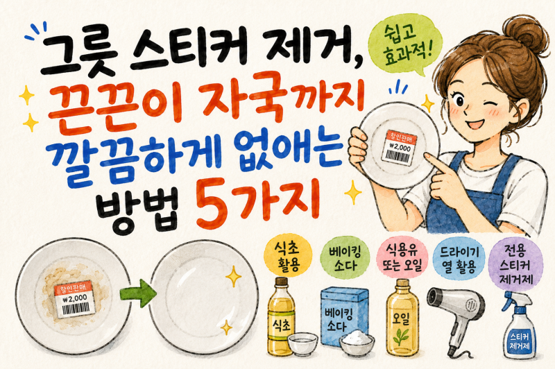 그릇 스티커 제거, 끈끈이 자국까지 깔끔하게 없애는 5가지 방법