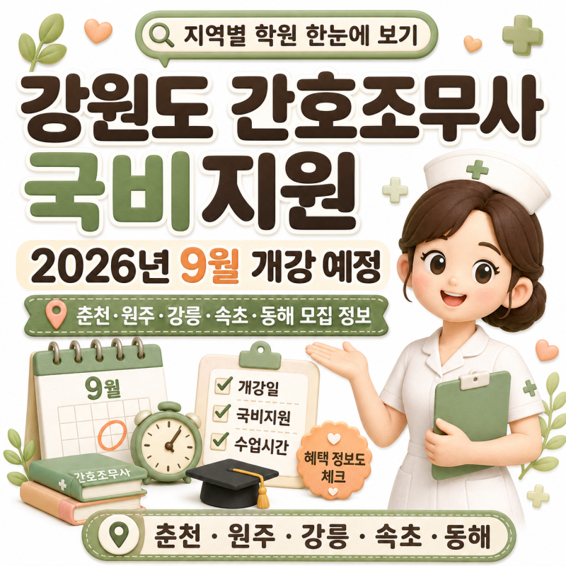 강원도 간호조무사 국비지원 9월 개강 예정반 총정리