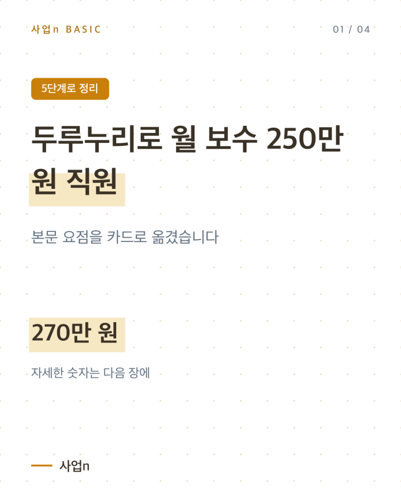 두루누리로 월 보수 250만 원 직원, 매달 얼마를 아낄 수 있나요?
