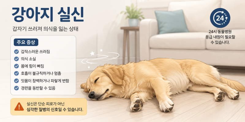 "강아지가 쓰러졌어요" 실신 원인과 응급처치, 24시 강남 동물병원