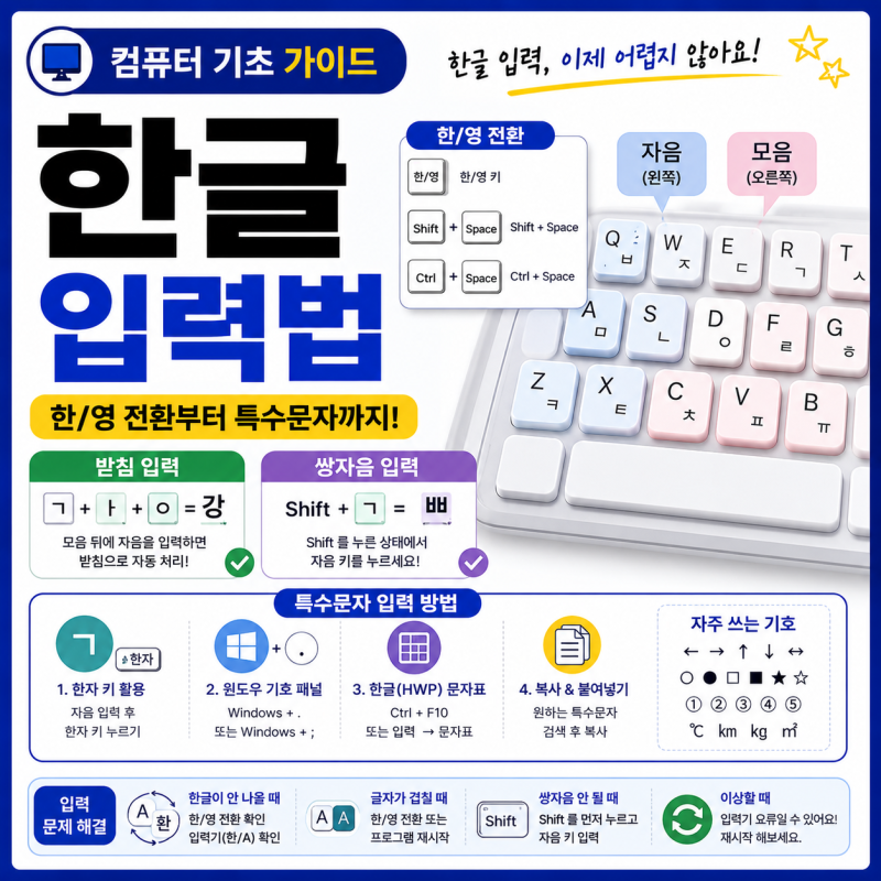 한글 자음·모음 입력법 | 한/영 전환부터 특수문자 입력까지