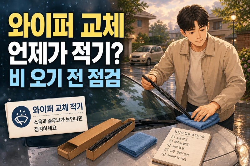 자동차 와이퍼 교체 방법과 적정 교체 주기, 소음과 줄무늬가 보인다면 꼭 확인하세요