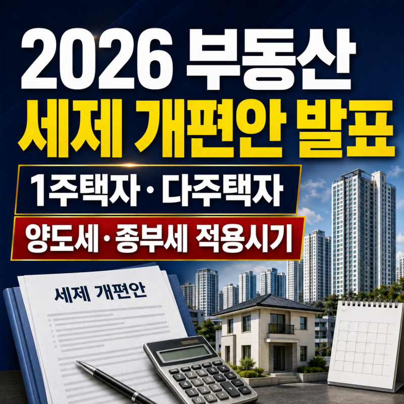 2026 부동산 세제 개편안 발표｜1주택자·다주택자 양도세와 종부세 적용시기