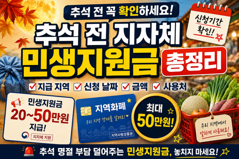 2026년 추석 민생지원금 | 지급 지역·신청방법·사용처까지