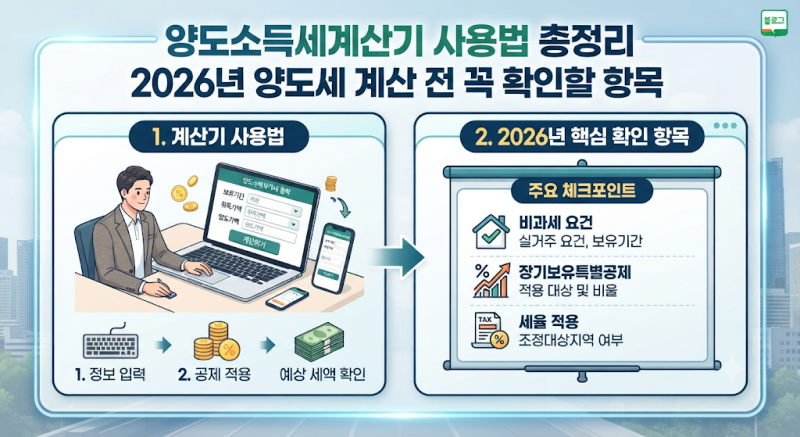 양도소득세계산기 사용법 총정리｜2026년 양도세 계산 전 꼭 확인할 항목