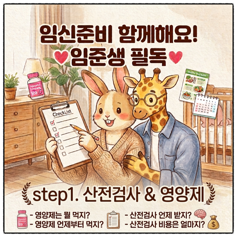 [임신/난임 준비] step1. 산전검사 시기, 비용 및 정부지원 | 임신준비 필수 영양제 총 정리!