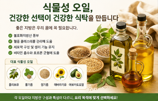 식물성 오일, 어떤 걸 먹어야 할까? 들기름·참기름·올리브유 건강하게 고르는 방법