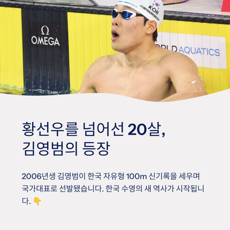김영범 47초39 한국신기록, 황선우 넘어선 20살 수영 신성