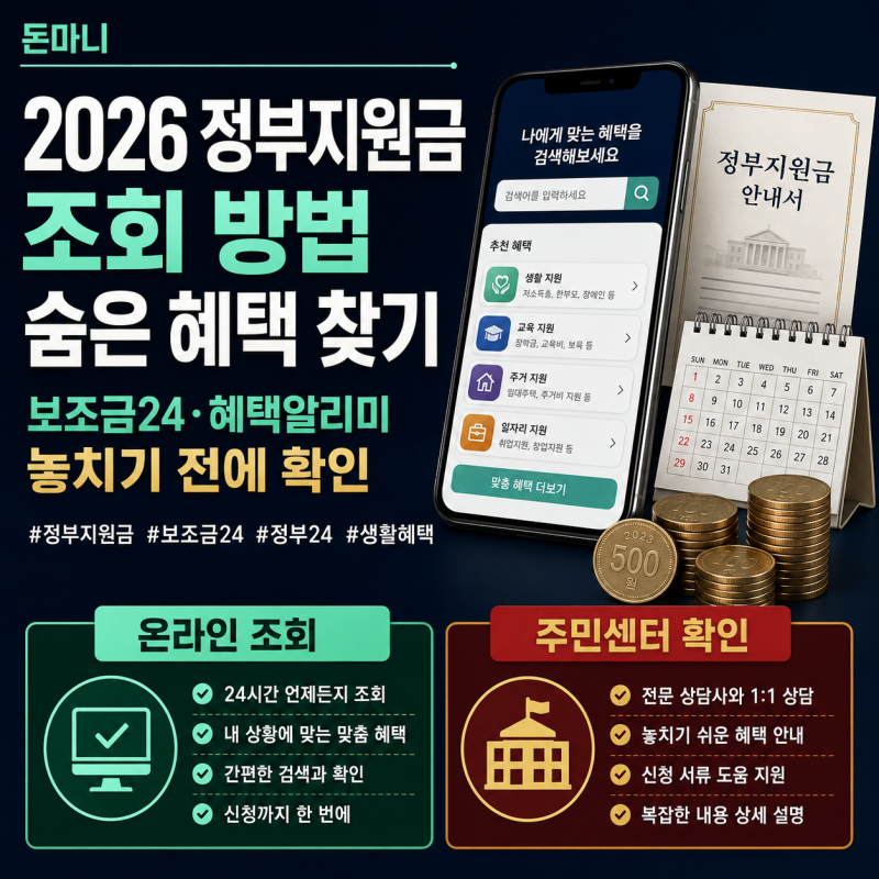 2026 정부지원금 조회 방법, 보조금24에서 숨은 혜택 찾는 순서