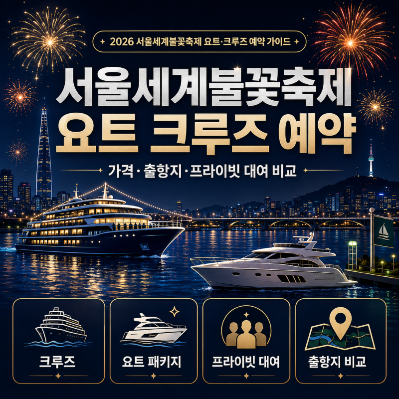 2026 서울세계불꽃축제 요트 크루즈 예약 방법 가격·출항지·프라이빗 대여 비교