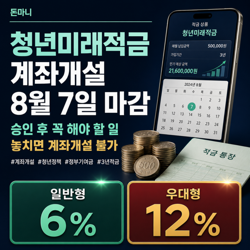 청년미래적금 계좌개설 8월 7일 마감, 승인 후 안 만들면 어떻게 될까?
