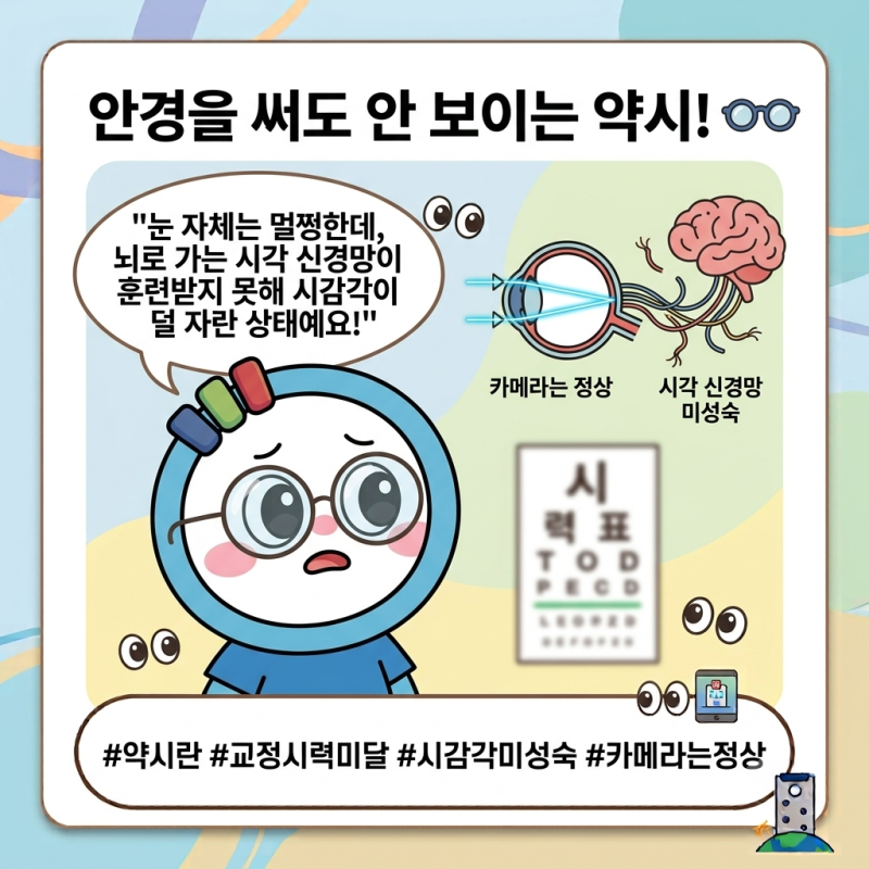 안경을 써도 시력이 나오지 않는 '약시': 왜 부모님이 눈치채기 어려울까? ️