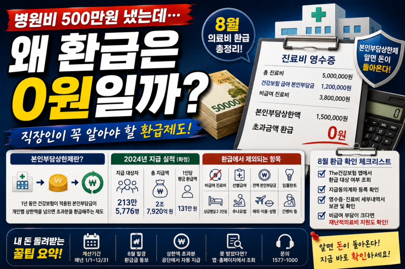 병원비 500만원 냈는데 왜 환급은 0원일까? 8월 의료비 환급 총정리