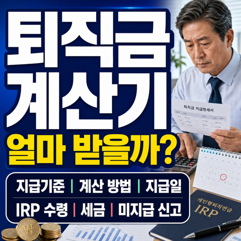 퇴직금 계산기 사용법｜지급기준·계산 방법과 지급일, IRP 수령·세금·미지급 신고