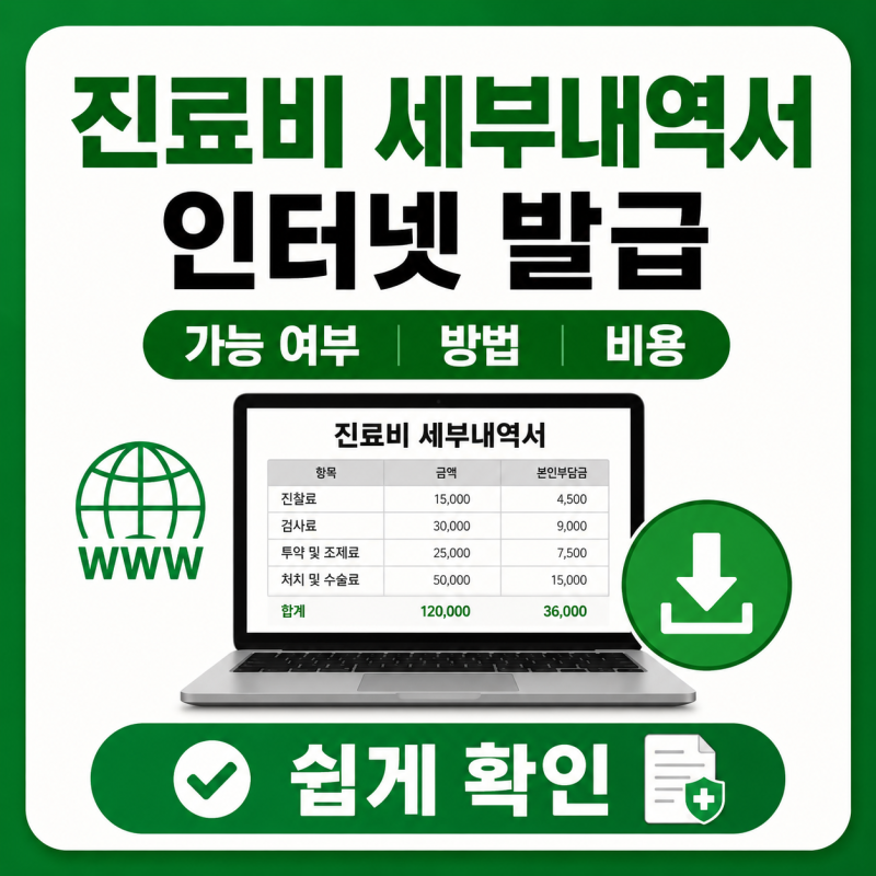 진료비 세부내역서 인터넷 발급 가능 여부 방법 비용