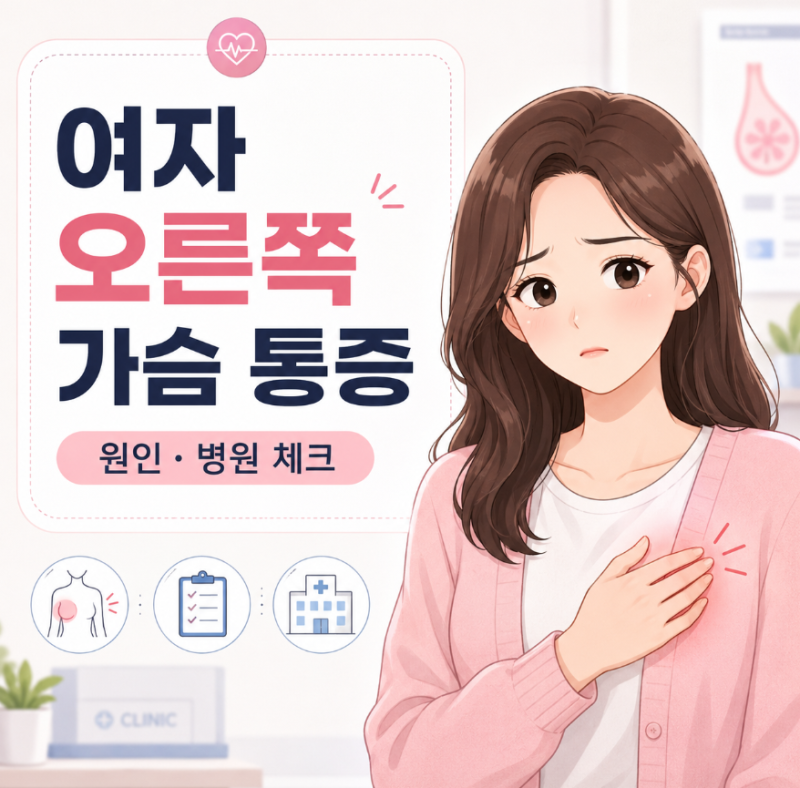 여자 오른쪽 가슴 통증 원인 궁금하다면 확인, 이런 증상 있으면 바로 병원가세요