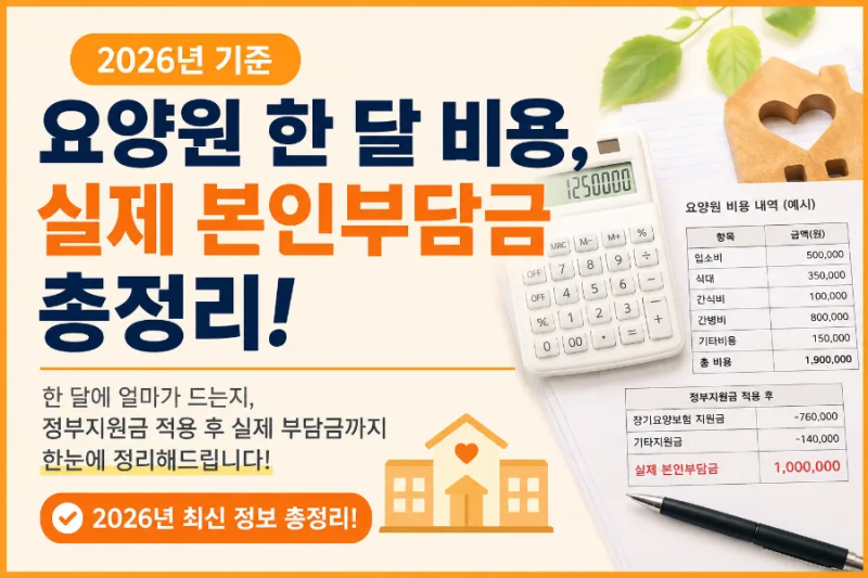 요양원 한 달 비용, 실제 본인부담금 총정리 (2026년 기준)