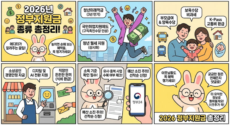[2026년 정부지원금 종류] 2026 정부지원금 종류 총정리! 놓치면 손해 보는 혜택과 신청 꿀팁