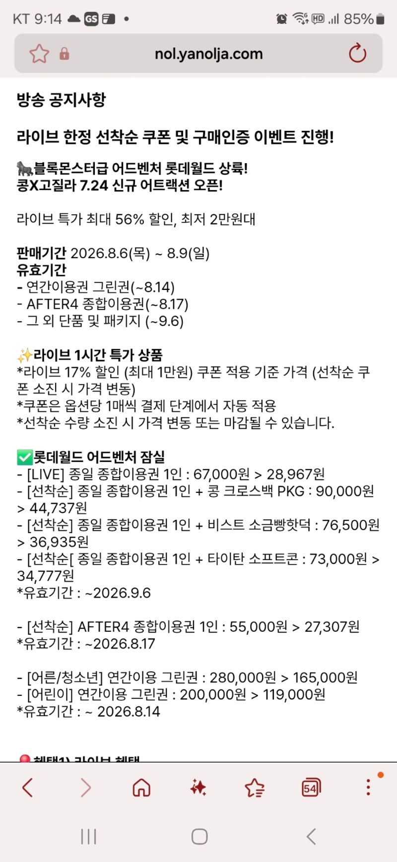 롯데월드 자유이용권 싸게 구매하는 방법 방학 평일 후기 꿀팁