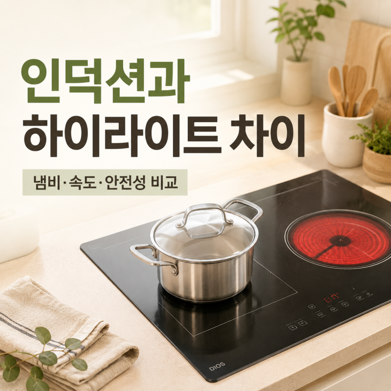 인덕션과 하이라이트 차이, 냄비부터 전기효율까지 비교