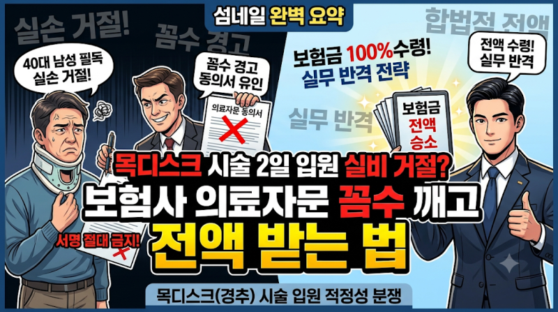 목디스크 시술 당일입원 2일 입원했는데.. 실비 거절? 보험사 의료자문 꼼수 깨고 전액 받는 ....