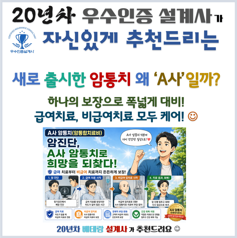 A사 암통치(암통합치료비)보험 하나로 급여암치료도 비급여암치료도 걱정마세요_암치료가 ....