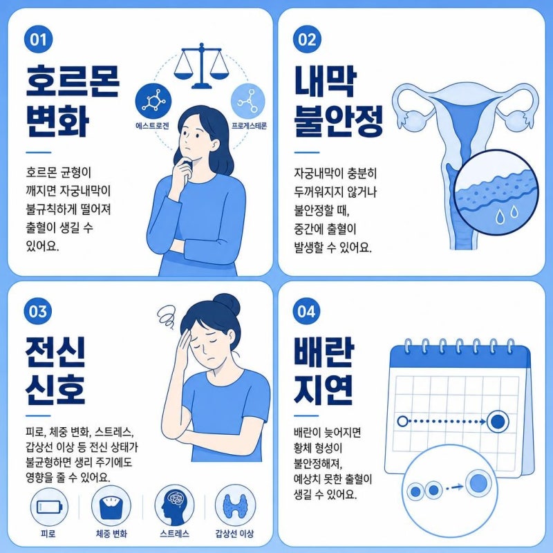 생리가 끝났는데 또 피가 나요, 부정출혈 원인은?
