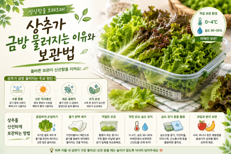 상추가 금방 물러지는 이유와 보관법